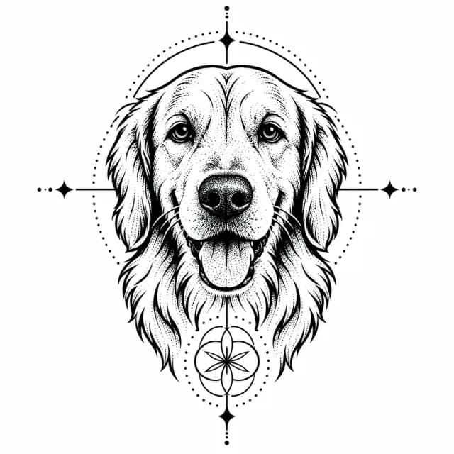 Golden retriever photo converted to a Geometric tattoo design