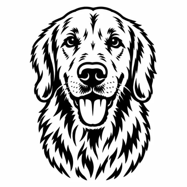 Golden retriever photo converted to a Traditional tattoo design