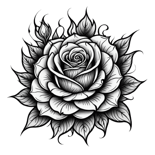 AI-generated floral rose tattoo design