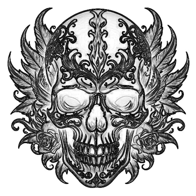 Skull tattoo design converted to a stencil with Pencil sketch