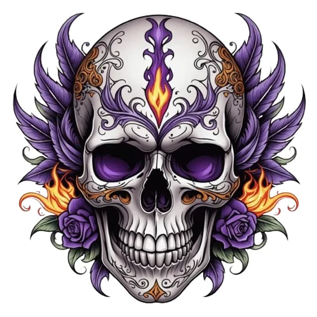 Color skull tattoo design used as the stencil source