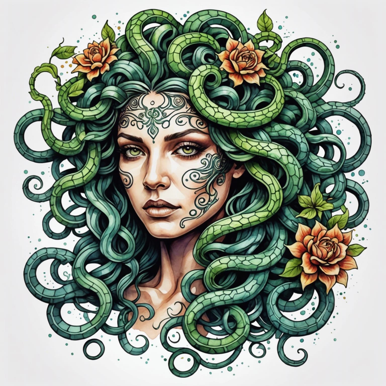 Watercolor tattoo concept generated with AI