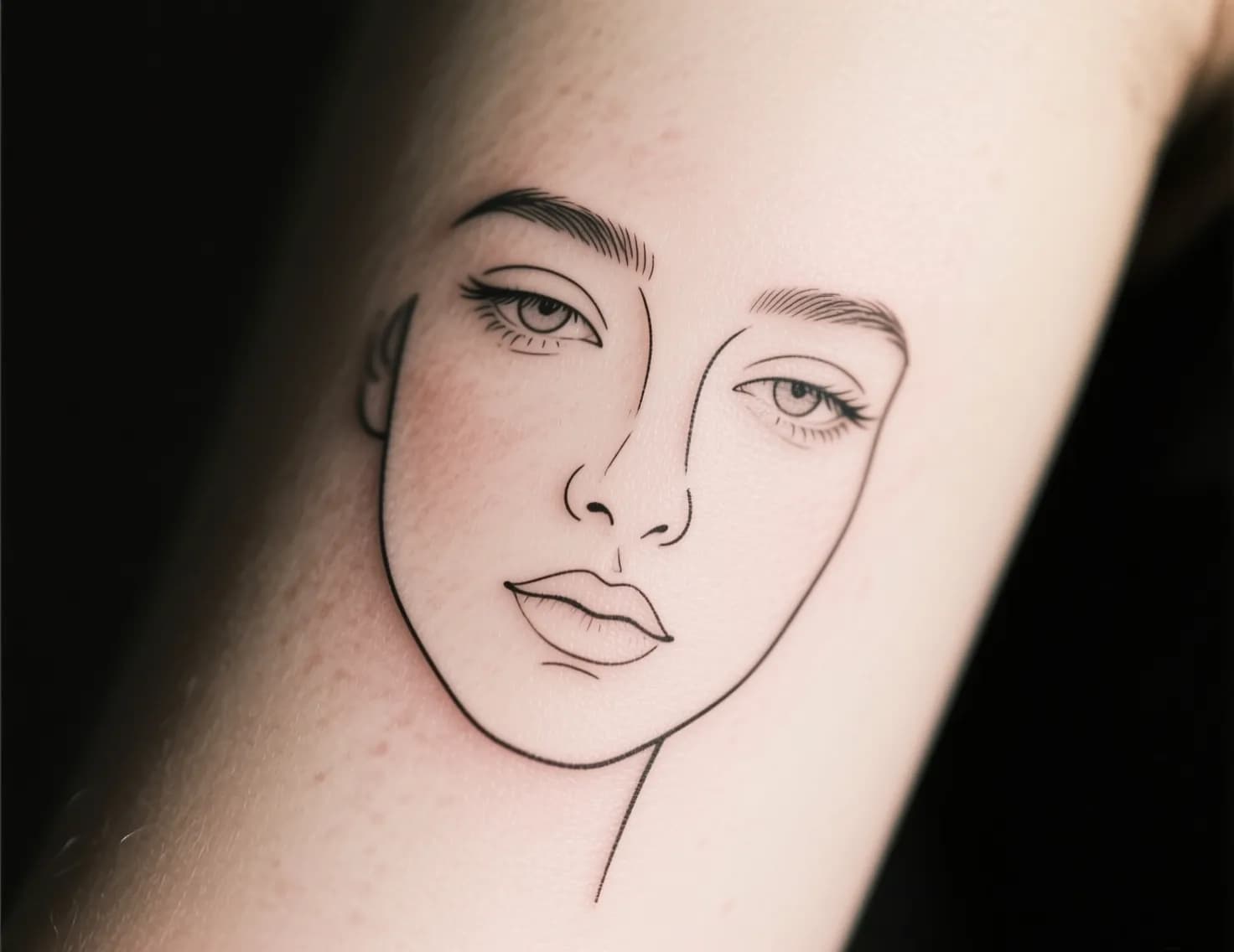 Fine line portrait tattoo