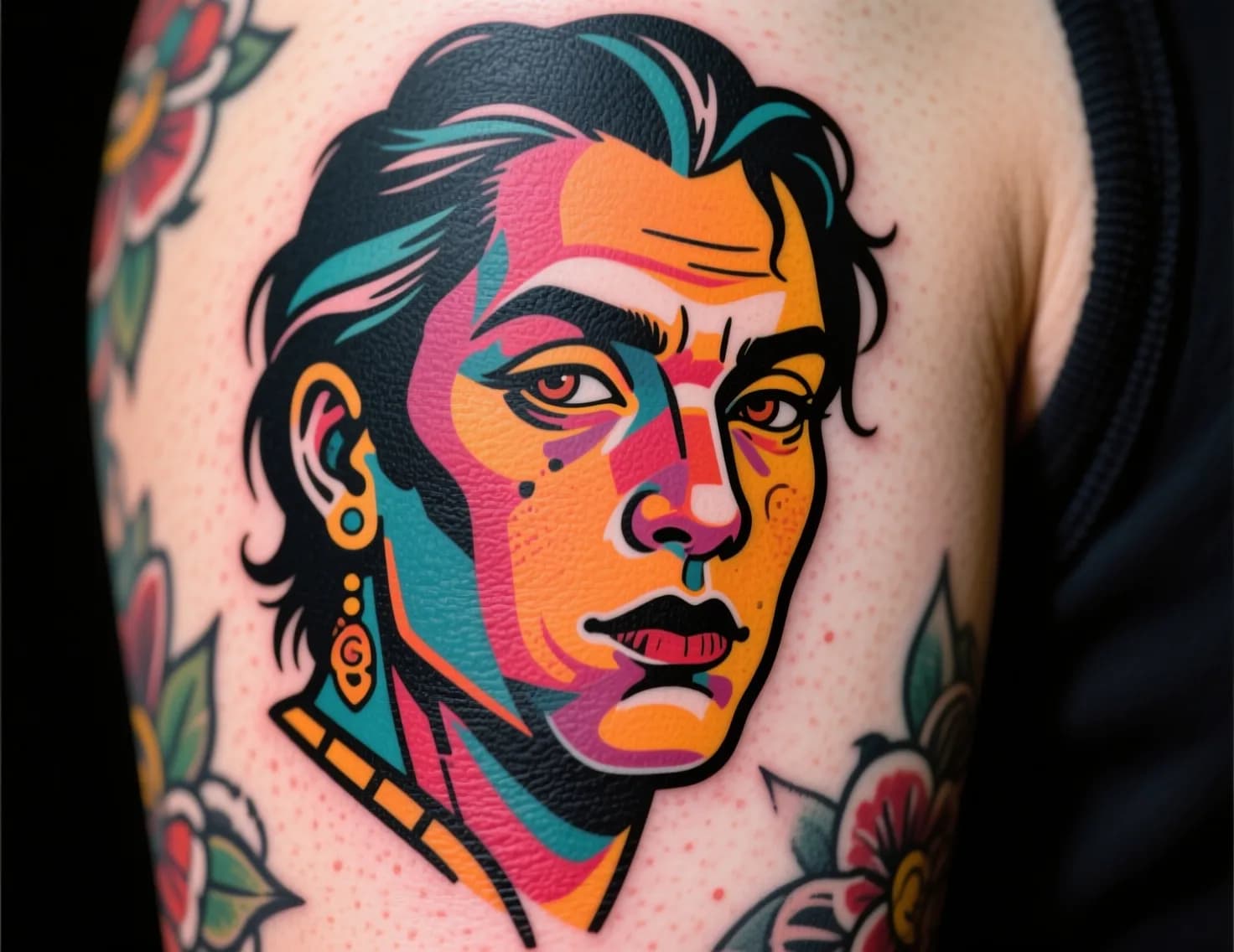 Neo-traditional portrait tattoo