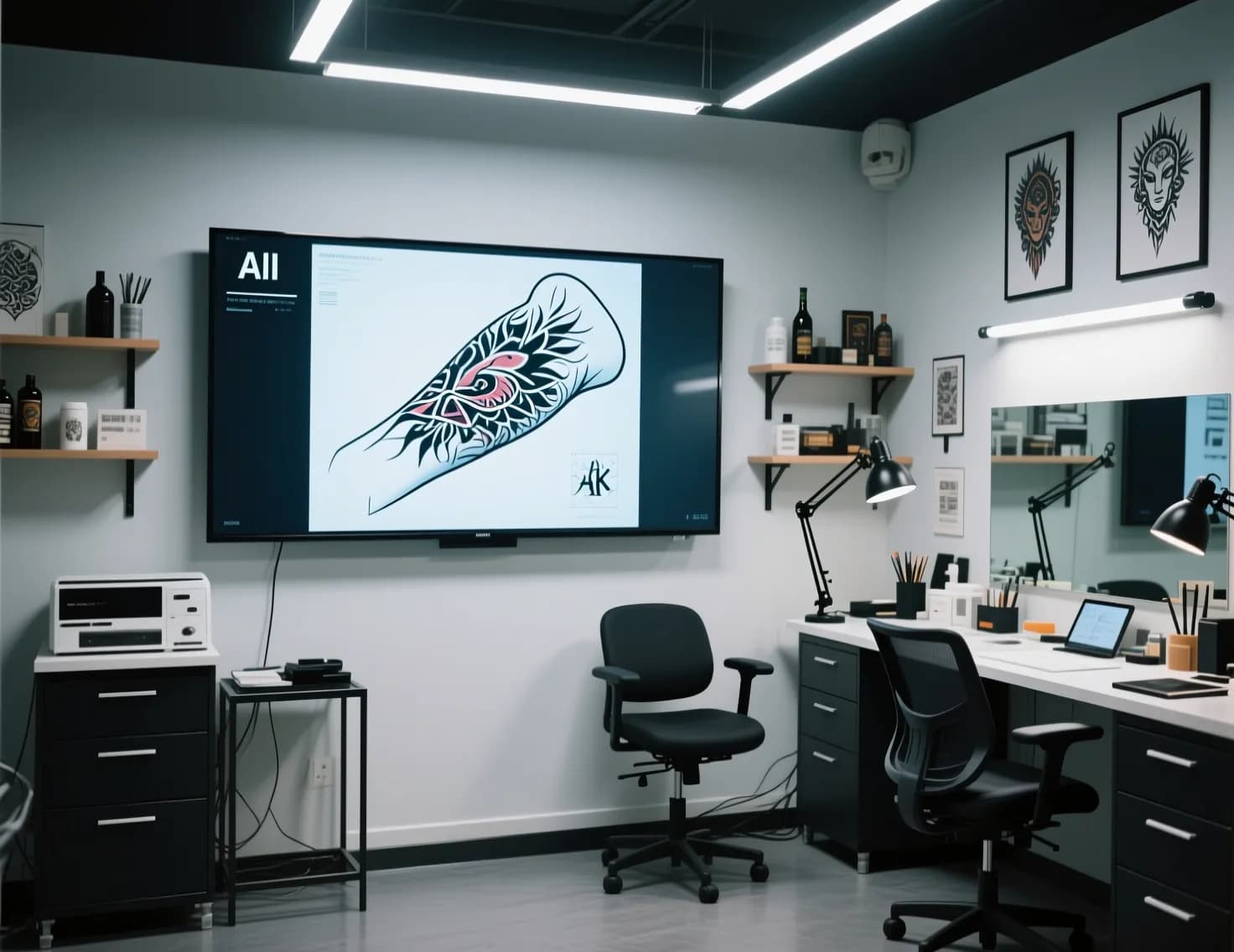 Digital reference in tattoo studio