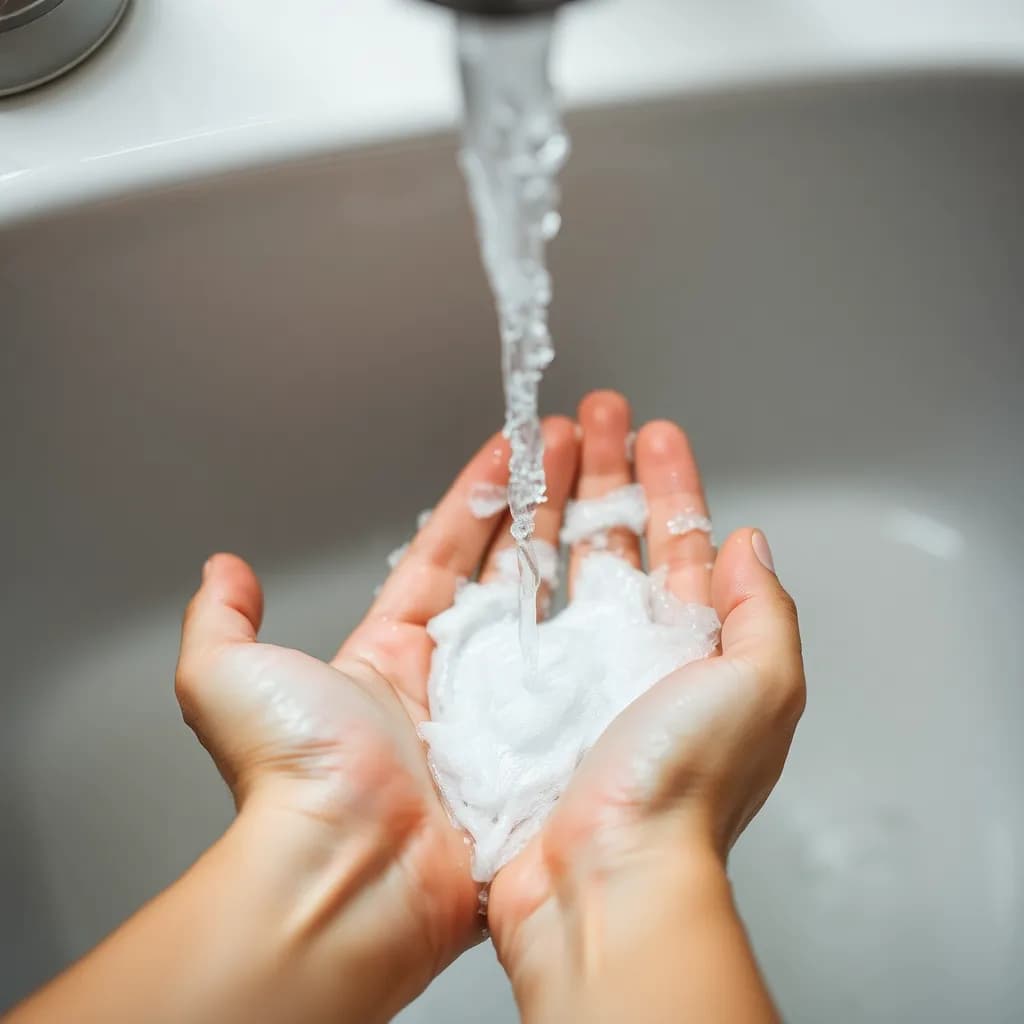 Washing hands with antibacterial soap