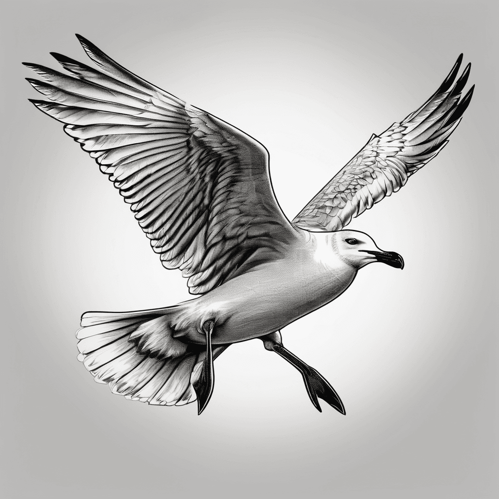 Flying seagull