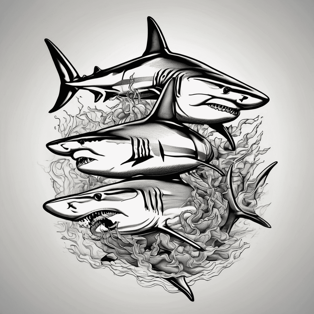 sharks swimming