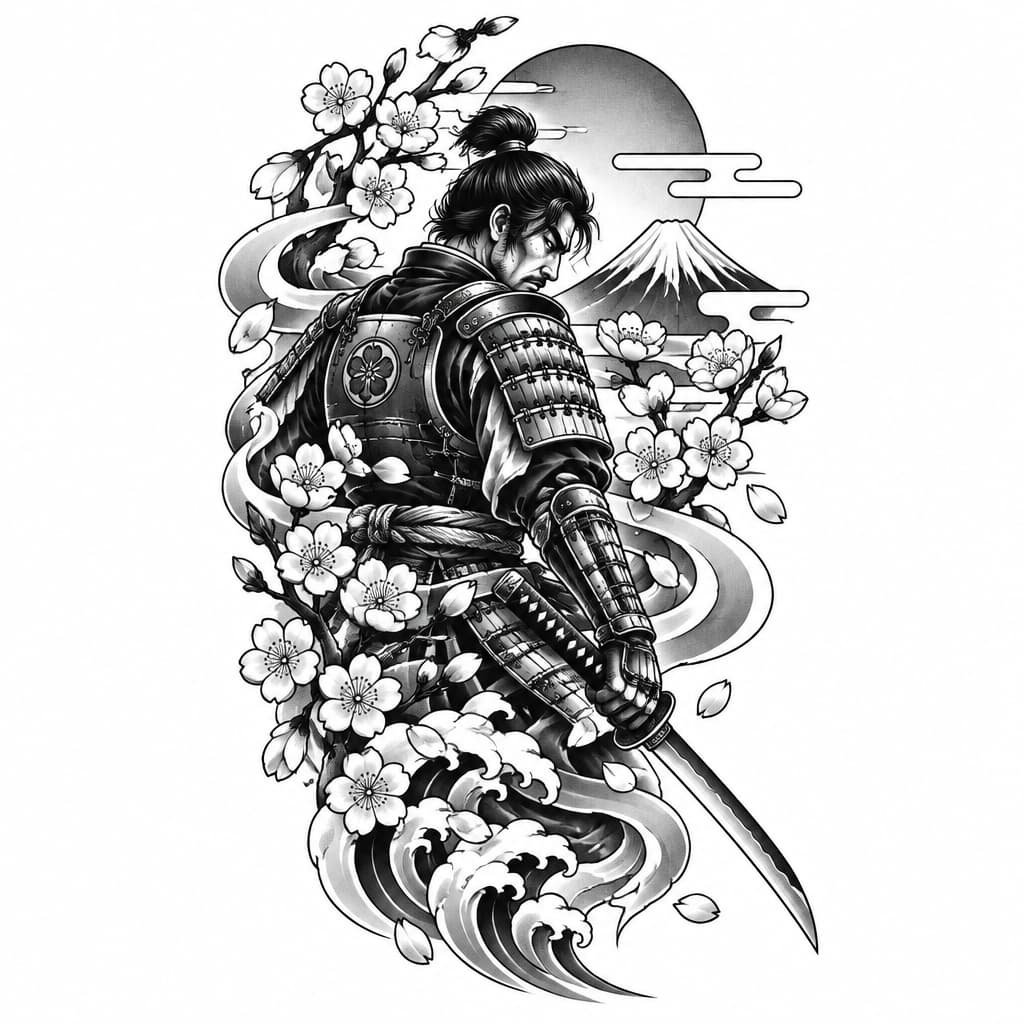 武士，樱花