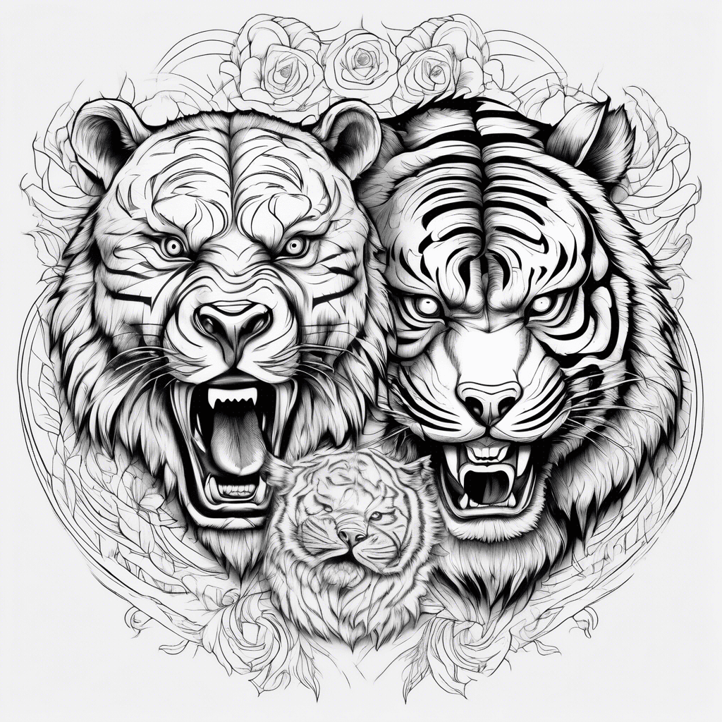 Bear and tiger head 