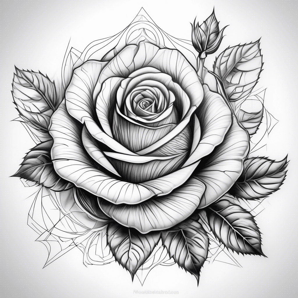 rose, white background