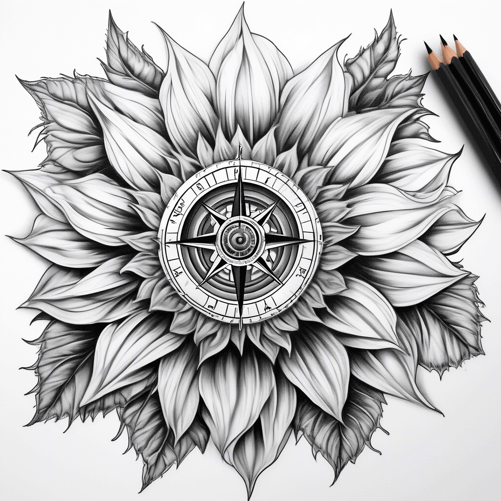 compass rose on a sunflower
