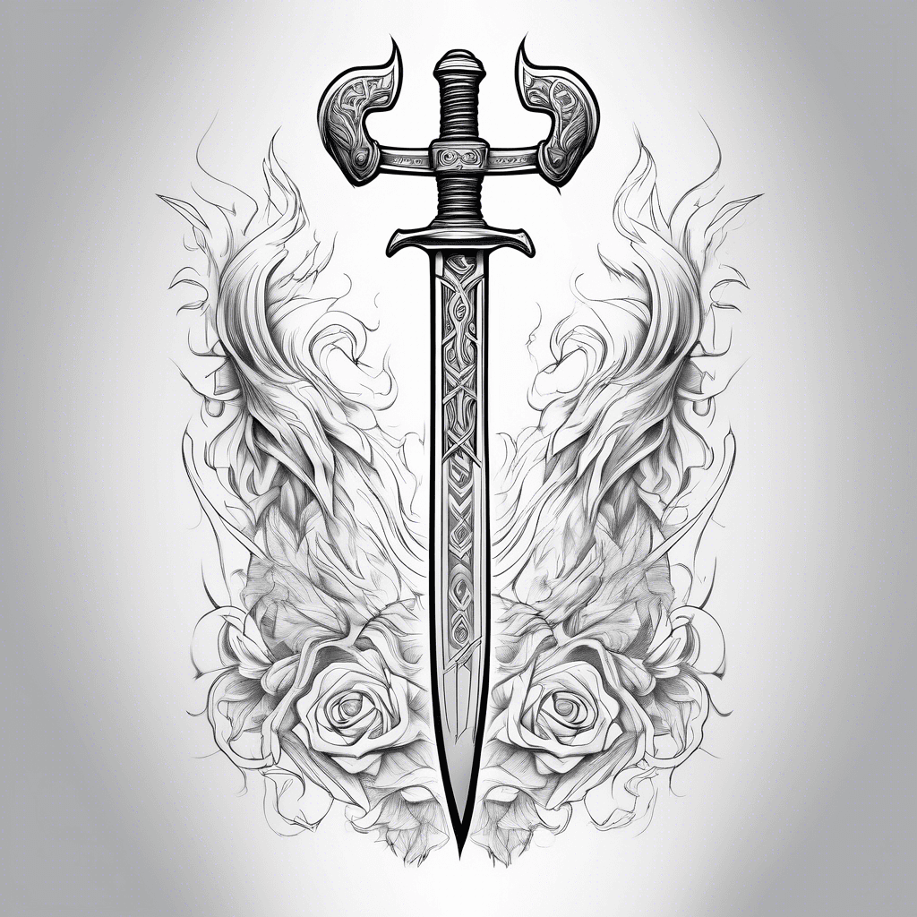 Sword, viking back tattoo