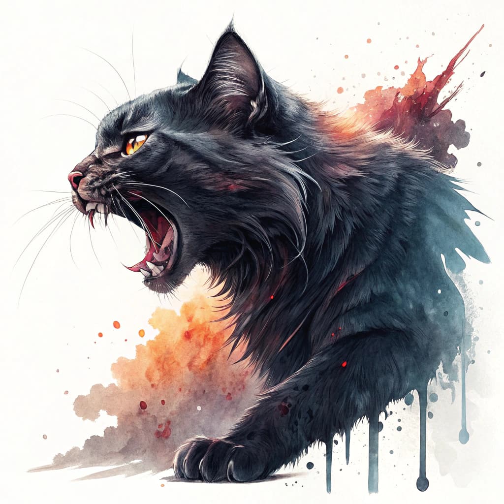 a angry black cat