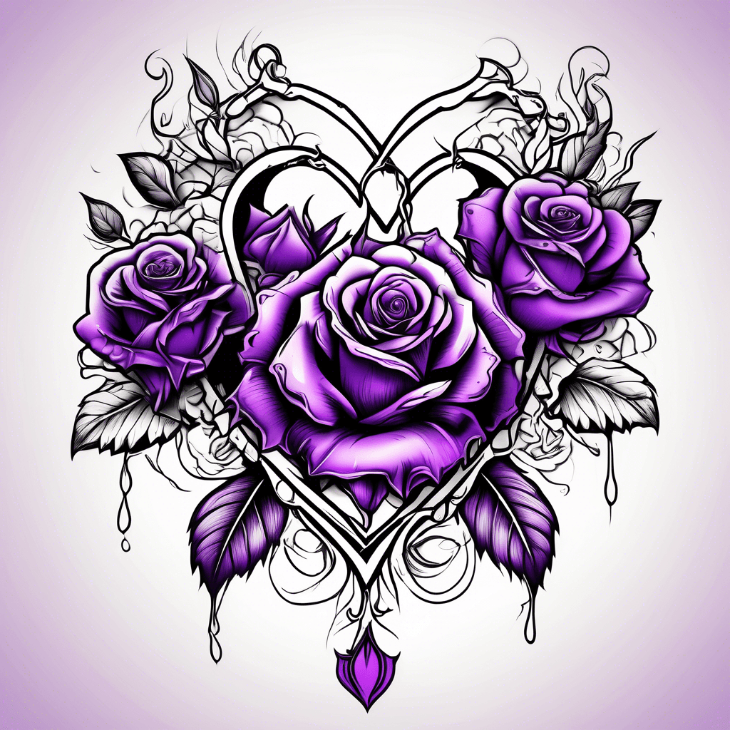 Purple heart black roses