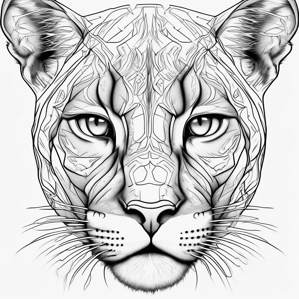 Cougar frontal line art
