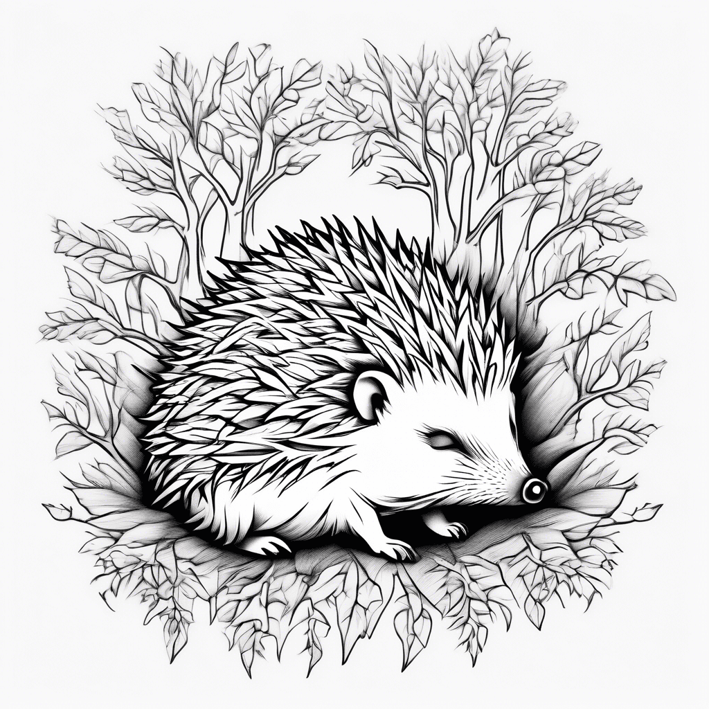 Hedgehog sleeping in tree