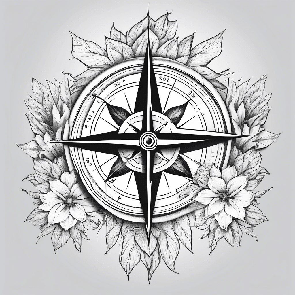 Compass with flowers