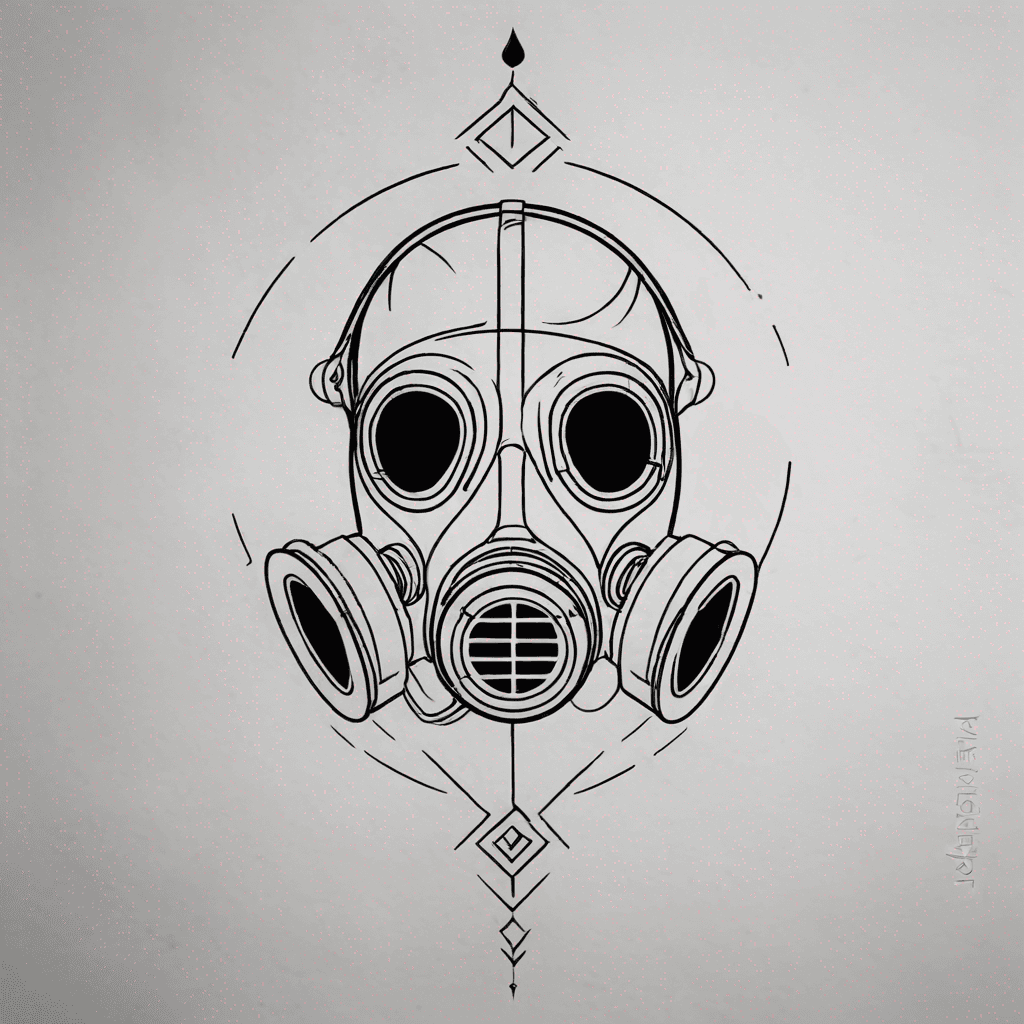a surreal gas mask tattoo