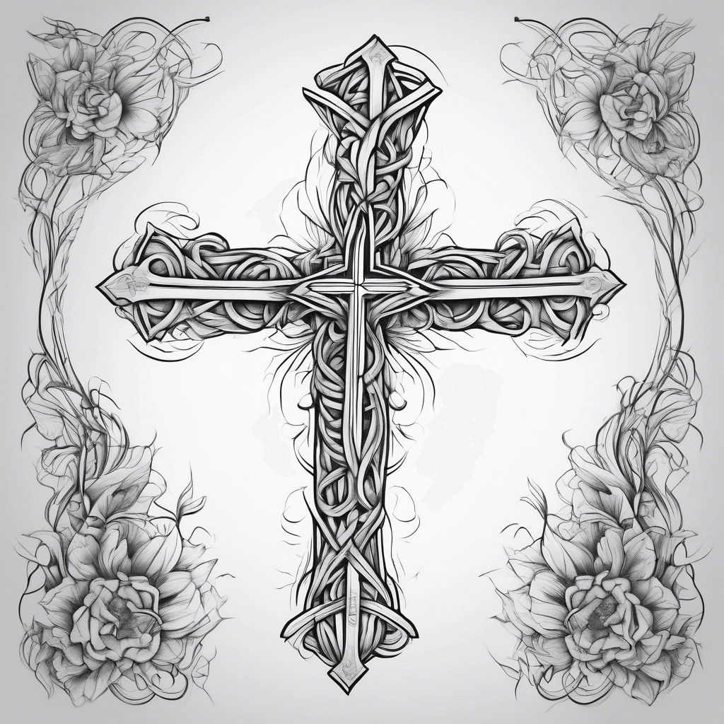 Cross with bowers written 