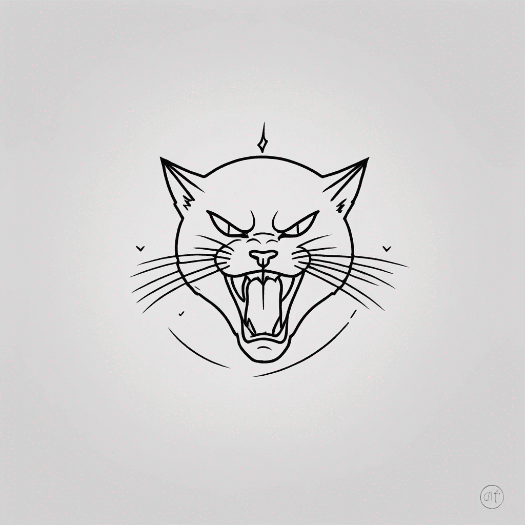 a angry black cat attack