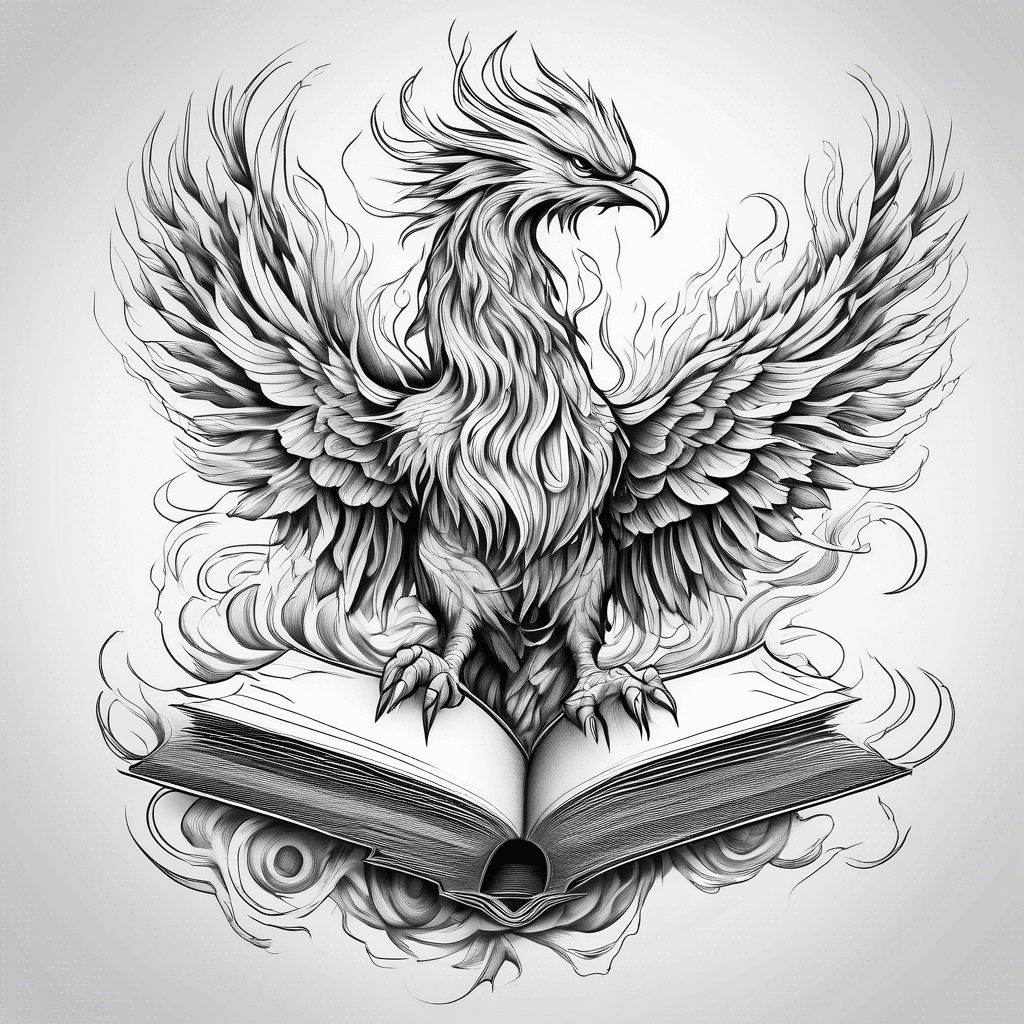 Phoenix rising from book