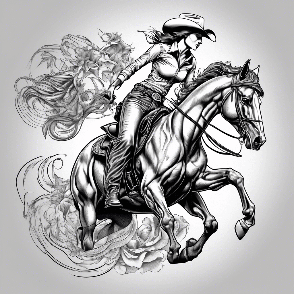 cowgirl riding bucking horse