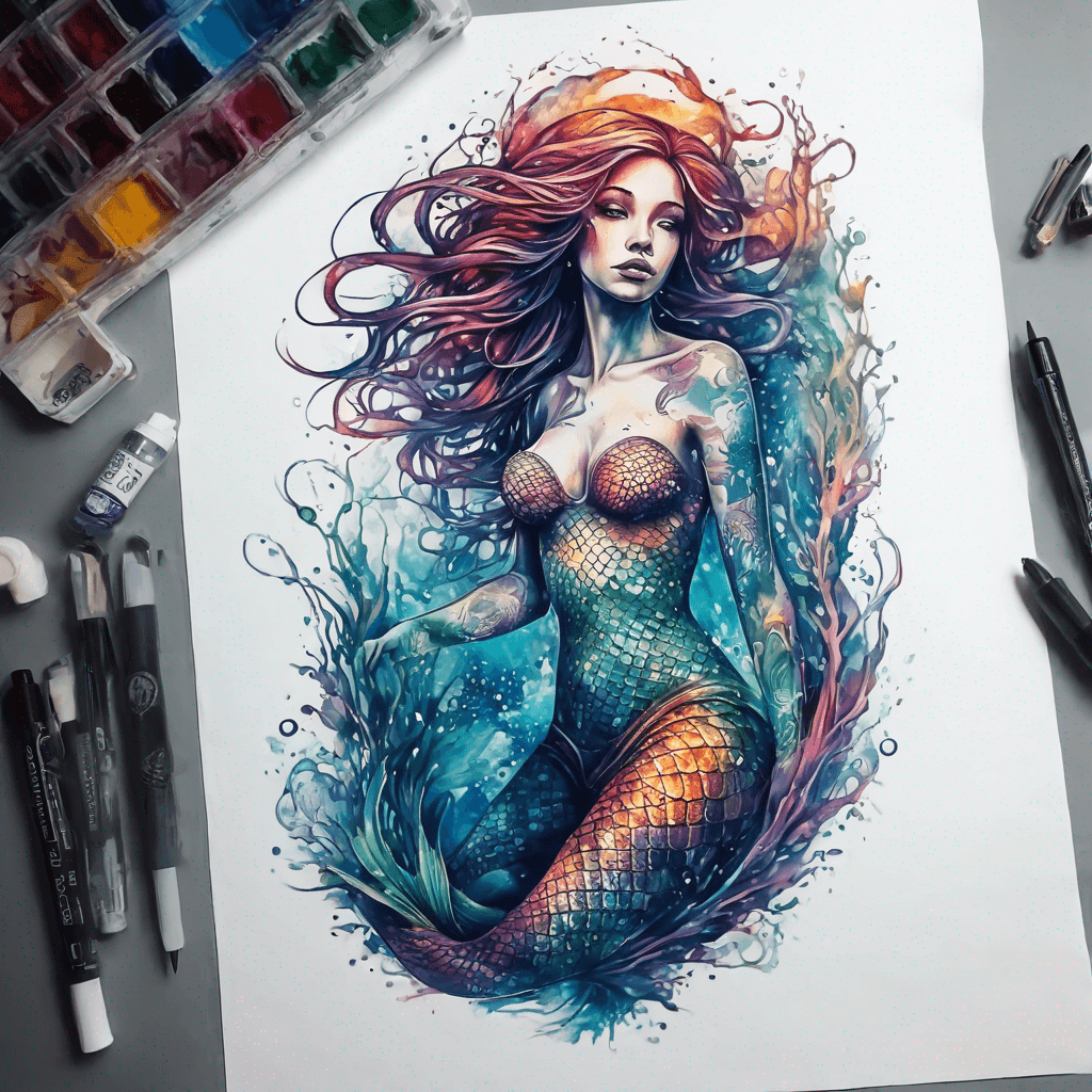 A mermaid full body pose