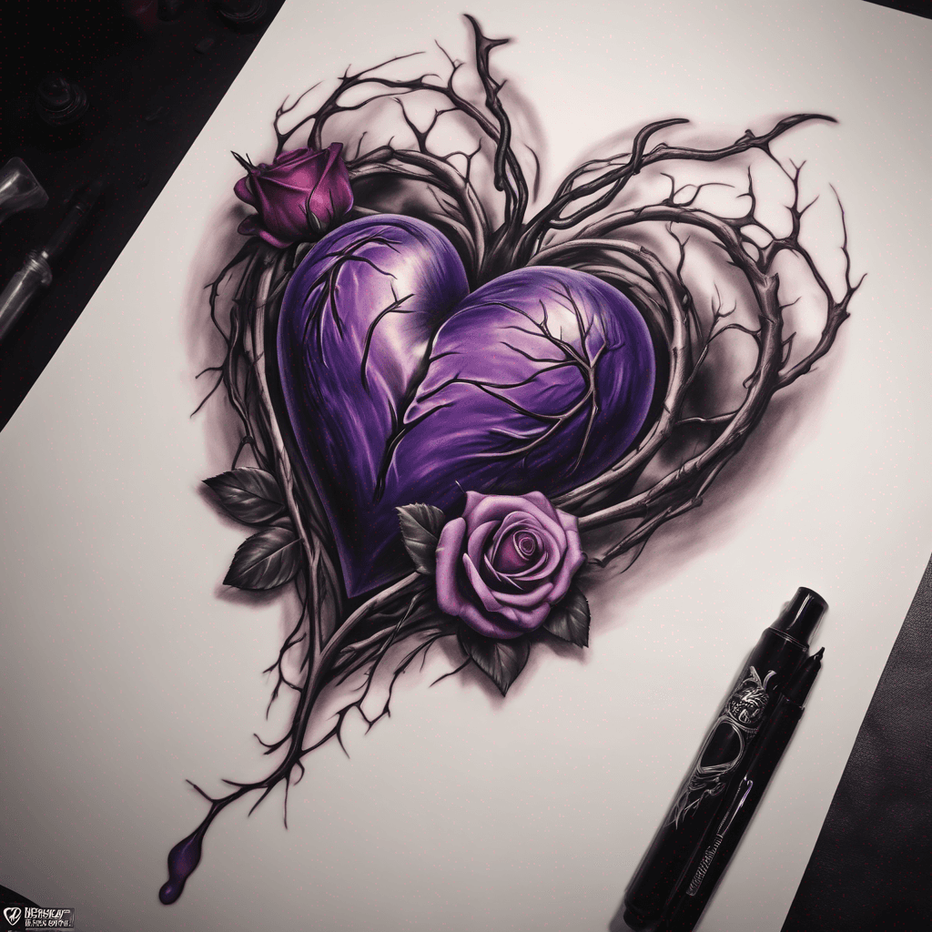 Purple heart with black rose