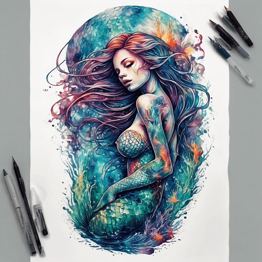 A mermaid full body pose