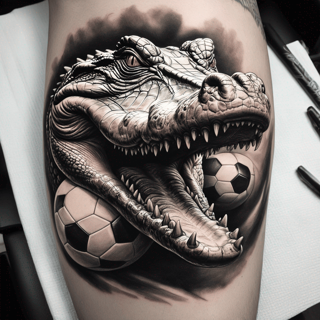 Crocodile with a football