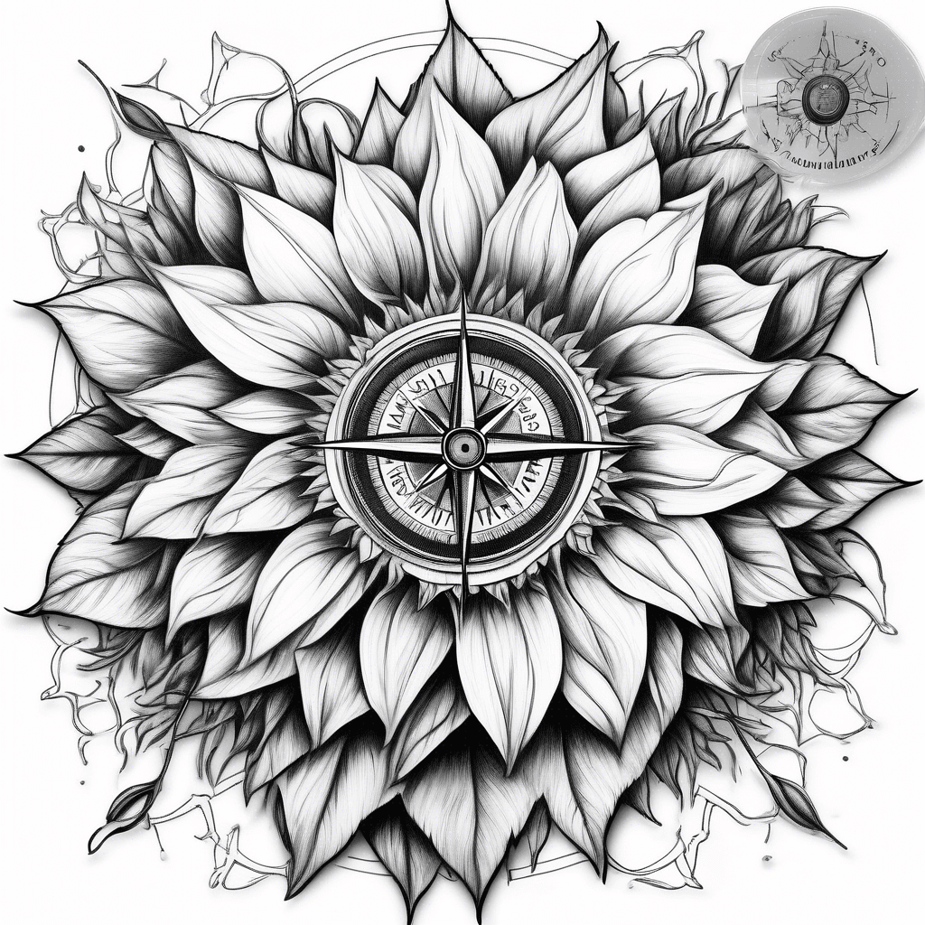 compass rose on a sunflower