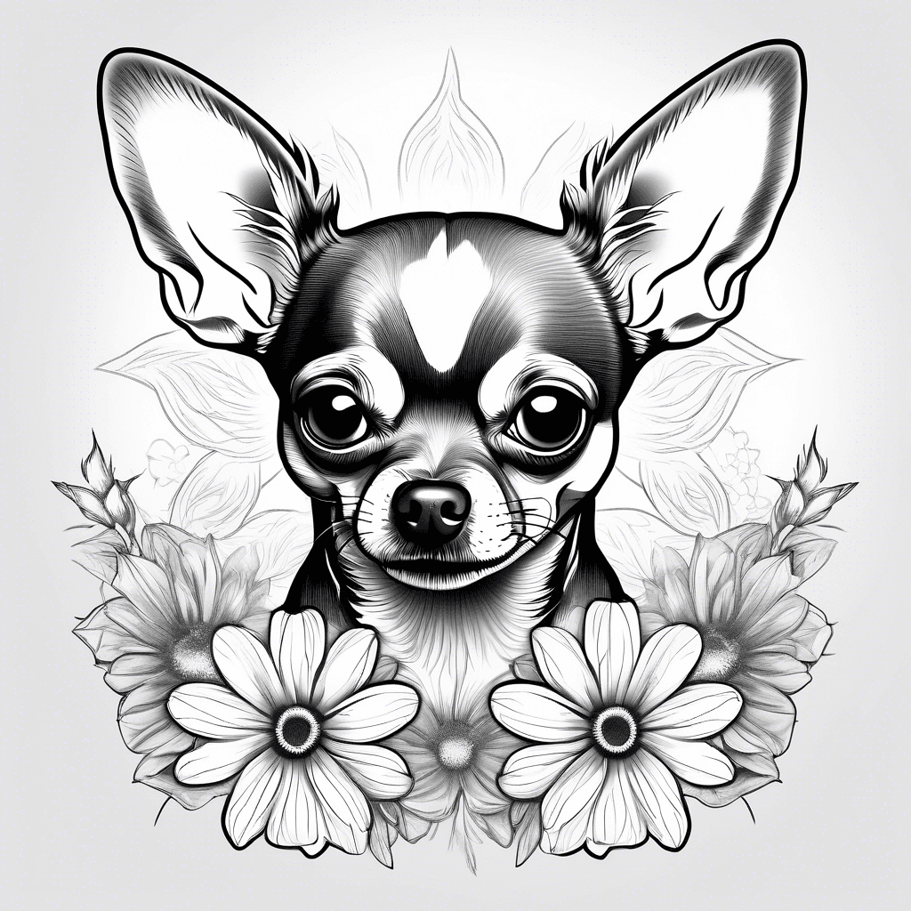 Chihuahua with daisies