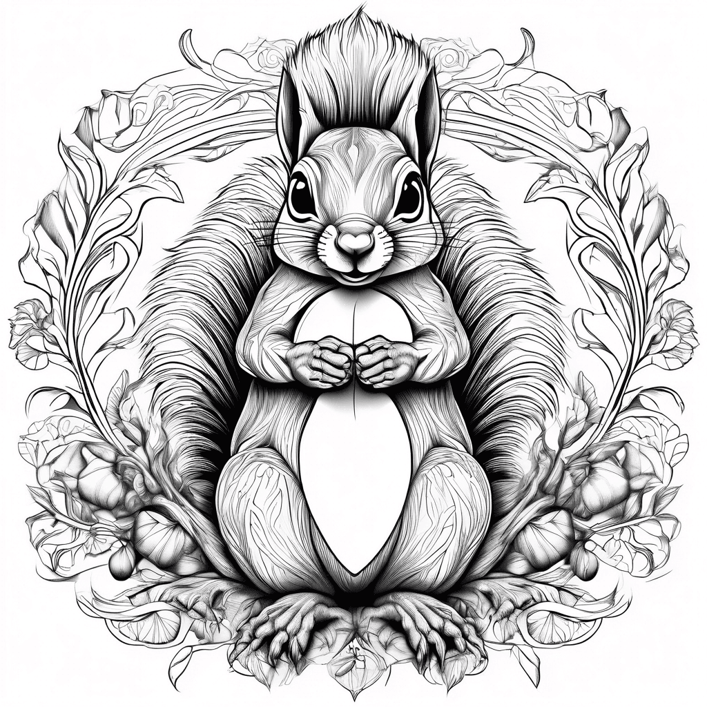 Squirrel holding acorn