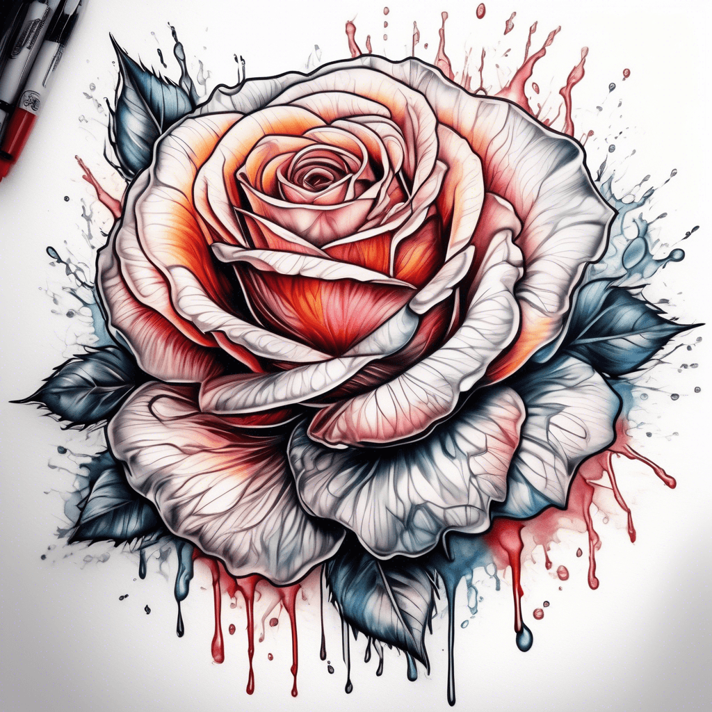 rose, white background