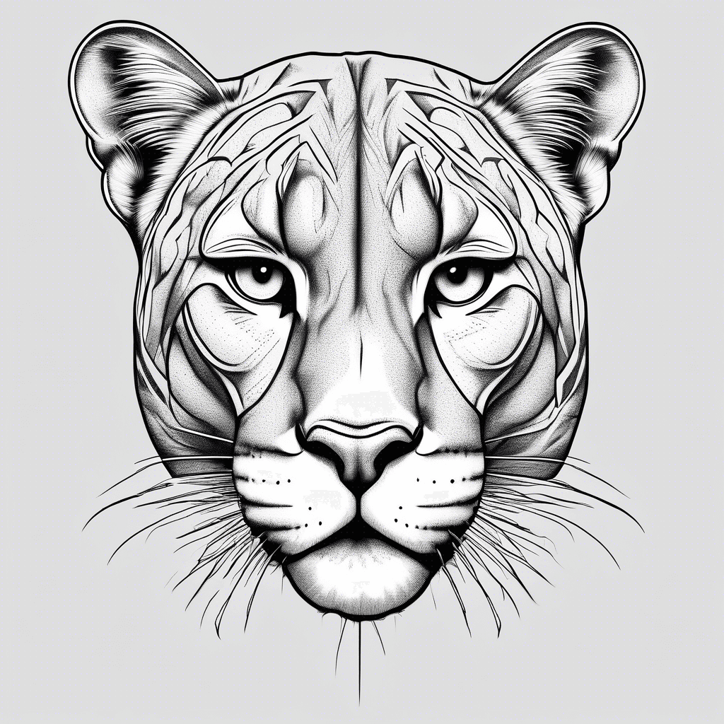 Cougar frontal line art