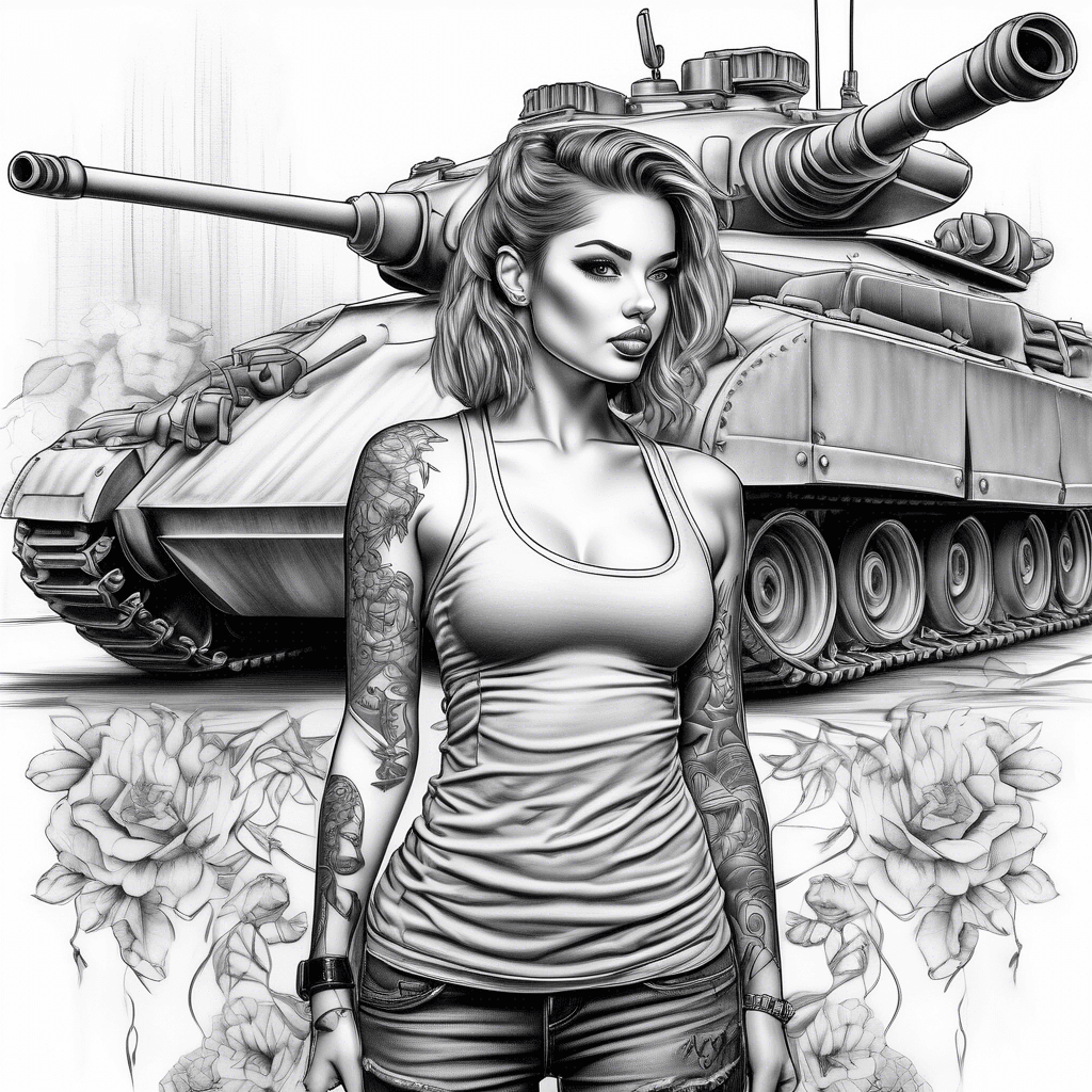 abrams tank and pinup girl