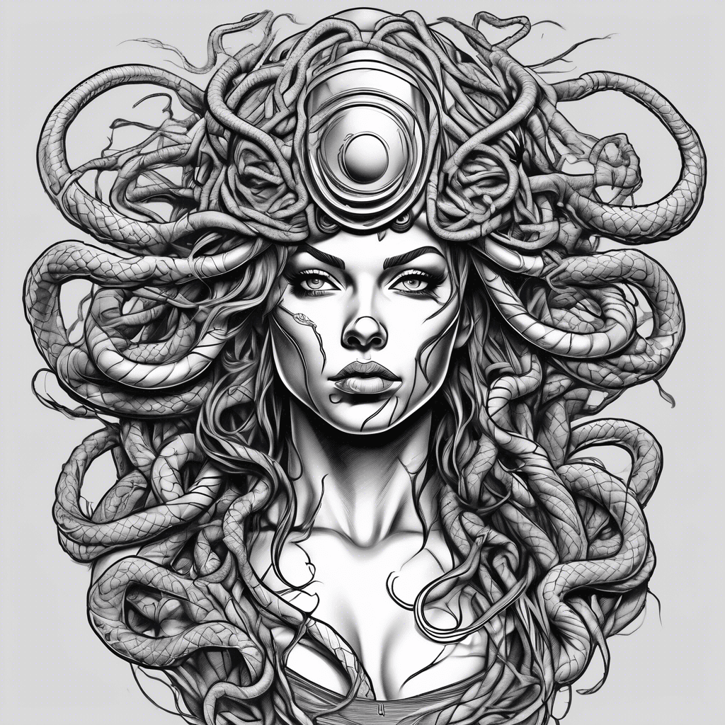 Female soldier as medusa