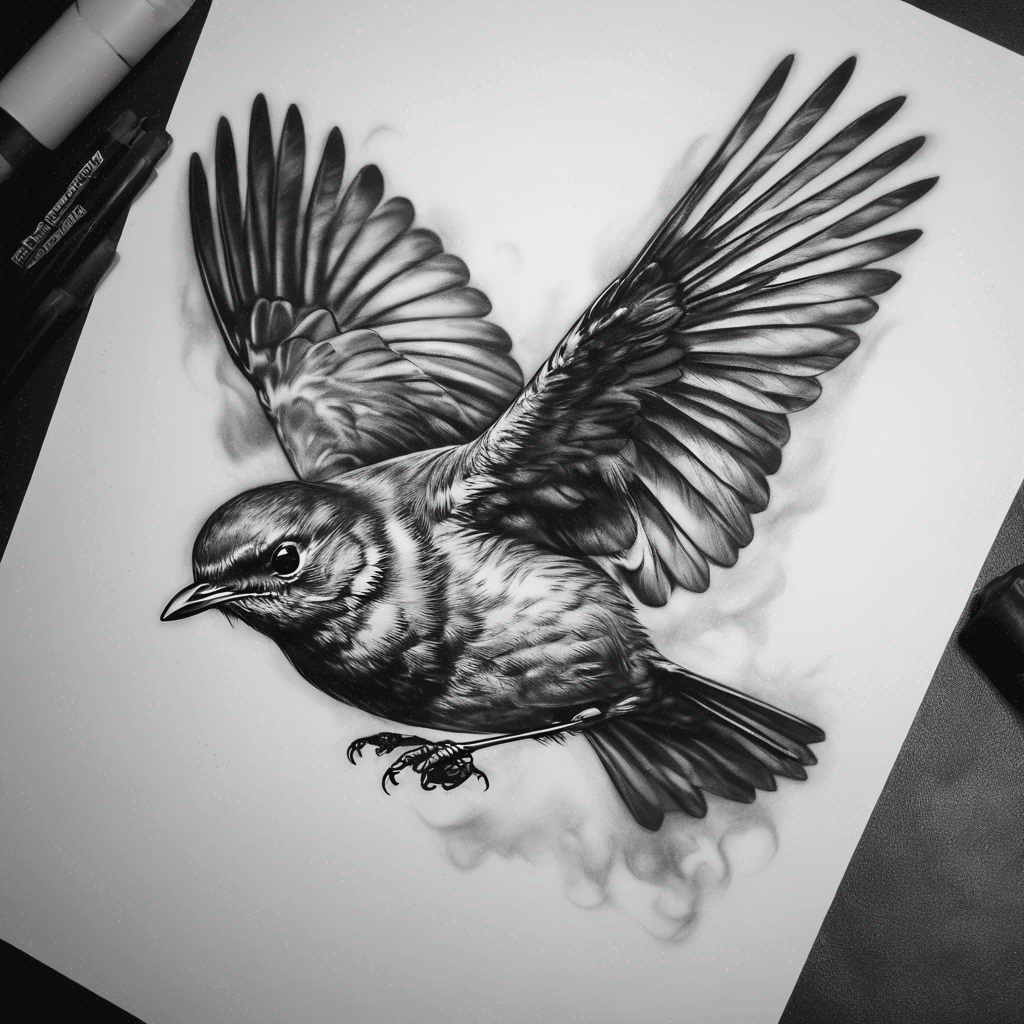 Robin flying 