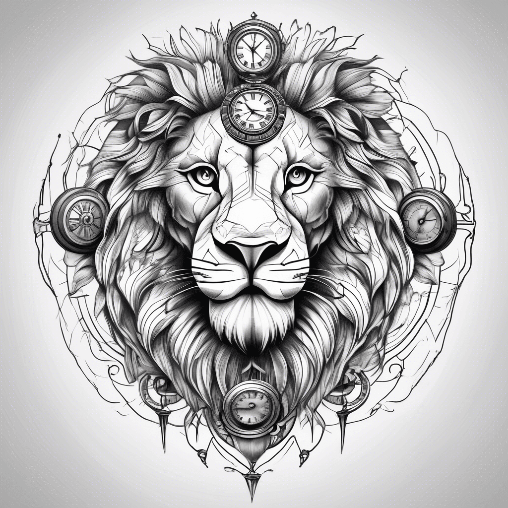 Lion with clocks