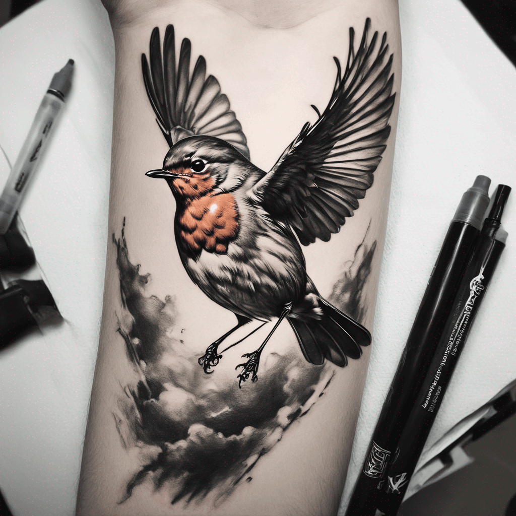 Robin flying 