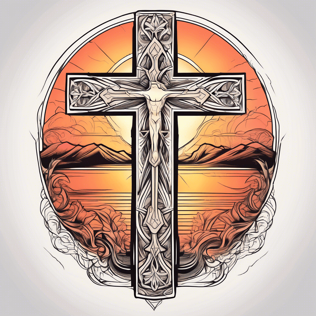 Cross with a sunset