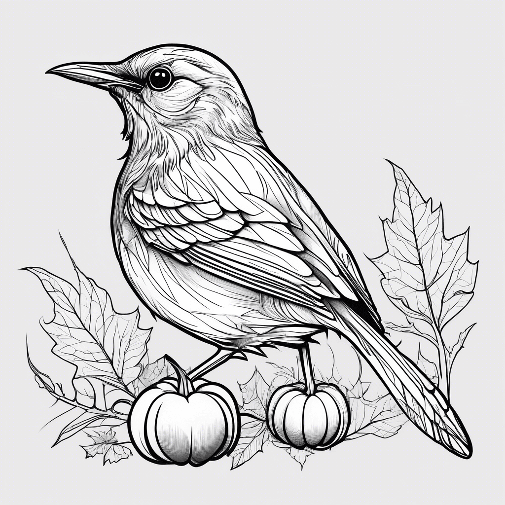 Wren. Raven, pumpkin outline