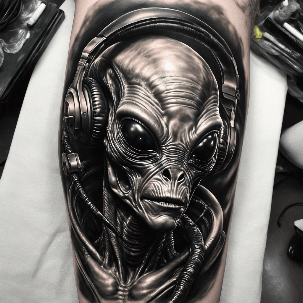 Alien with headsets