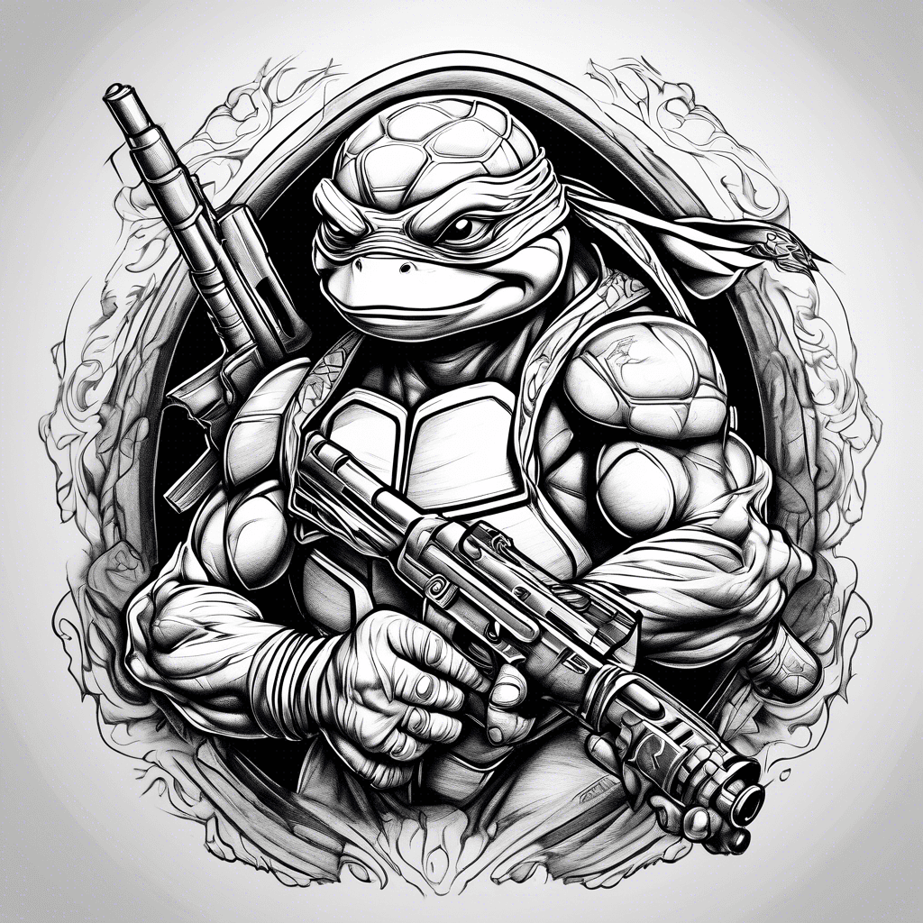 ninja turtle with a gun