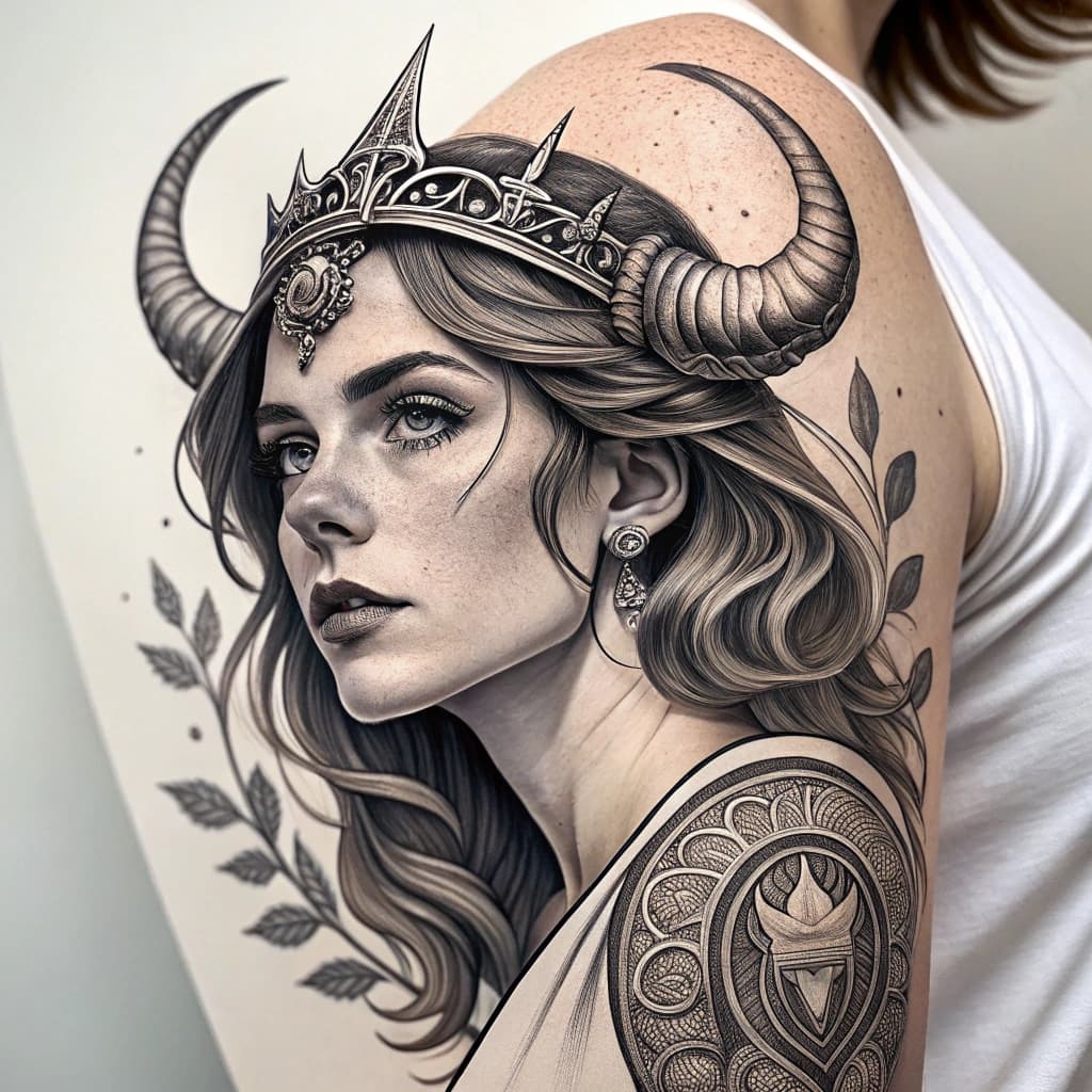 taurus woman portrait tiara