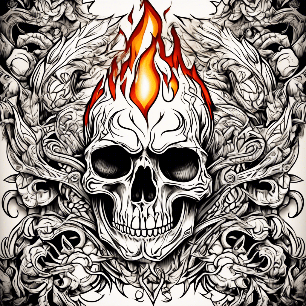 Fire neo tribal with skulls