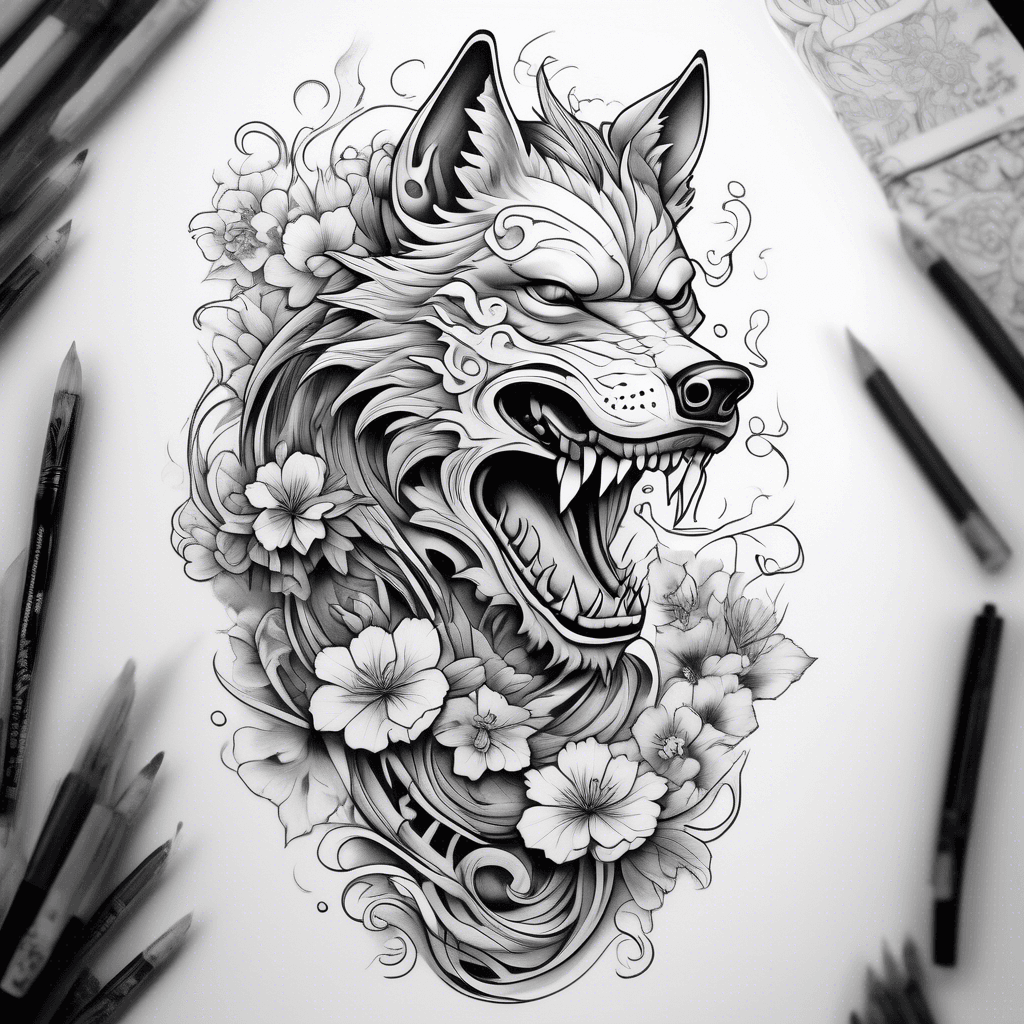 full sleeve smiling wolf