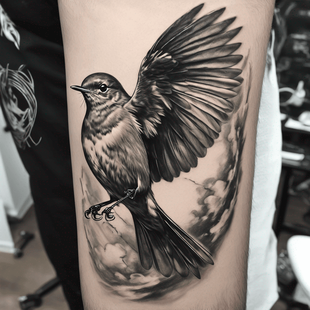 Robin swooping down