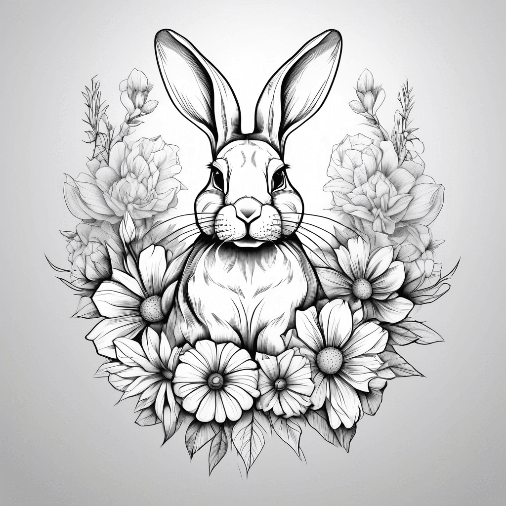 Rabbit with flowers